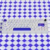 Klein Blue PBT Dye-Sub Keycap Set with Large Legends on a keyboard