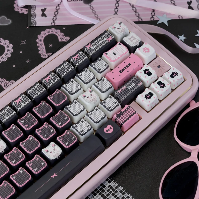 Full layout of the 130-key Lace Cat PBT Keycap Set