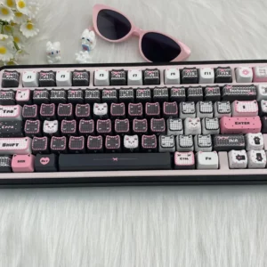 Lace Cat keycaps demonstrating the front lettering option