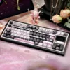 Lace Cat PBT Dye-Sublimation Keycap Set with elegant side-engraved feline design