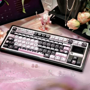 Lace Cat PBT Dye-Sublimation Keycap Set with elegant side-engraved feline design