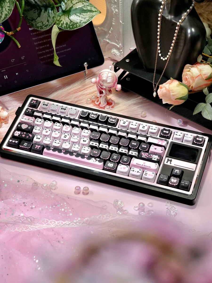 Lace Cat Pbt Dye Sublimation Keycap Set Elegant Feline product image