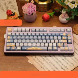 Full Le Petit Prince Starry Sky keycap set on a mechanical keyboard, showcasing whimsical illustrations and MOA profile.