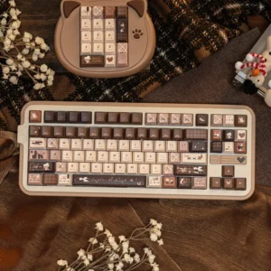 Literary Keycap Set on mechanical keyboard, top-down view