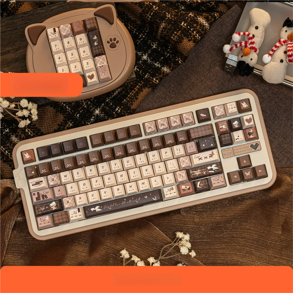 Detailed shot of unique literary symbols on keycaps