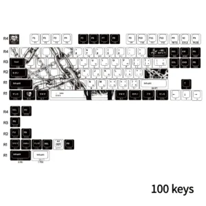Complete Makima PBT Side-Lit Keycap Set displayed in its packaging, showcasing all 100 Cherry profile keys
