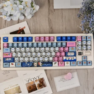Manga Cowboy Cat PBT Keycap Set on mechanical keyboard