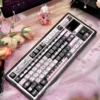 Full mechanical keyboard featuring the Lace Cat Keycap Set in a professional setup
