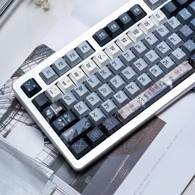 Close-up of Medieval Astrolabe Cherry Keycap Exquisite highlighting details and finish