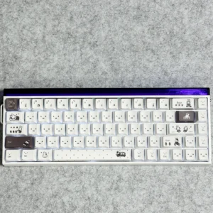 Miffy PBT Keycap Set installed on a mechanical keyboard, showcasing side-printed translucent legends and glowing effect
