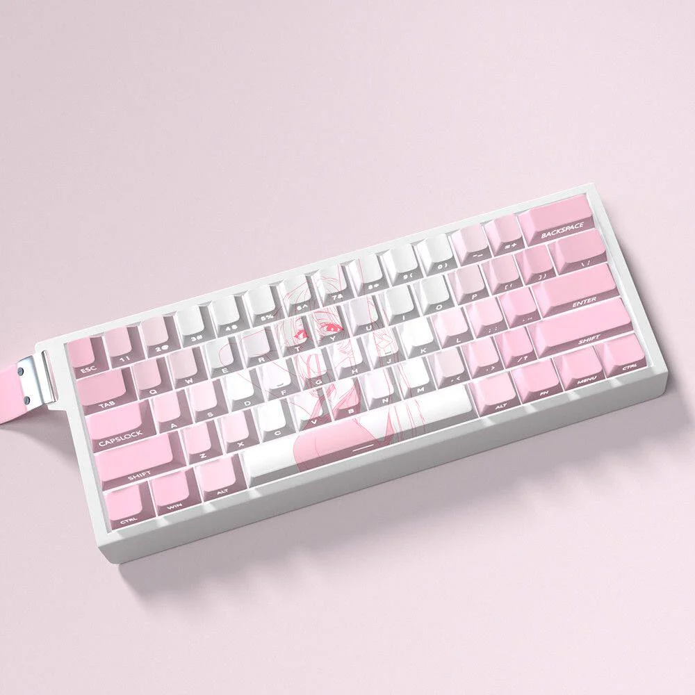 Close-up of a Miyako Shikimori PBT keycap, highlighting dye-sublimated art and texture.