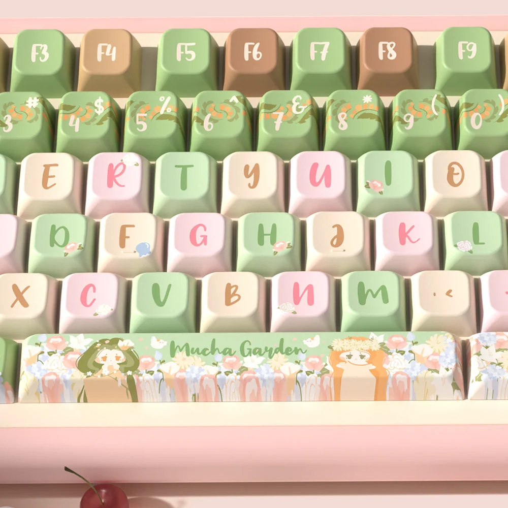 Art Nouveau style floral keycaps PBT material
