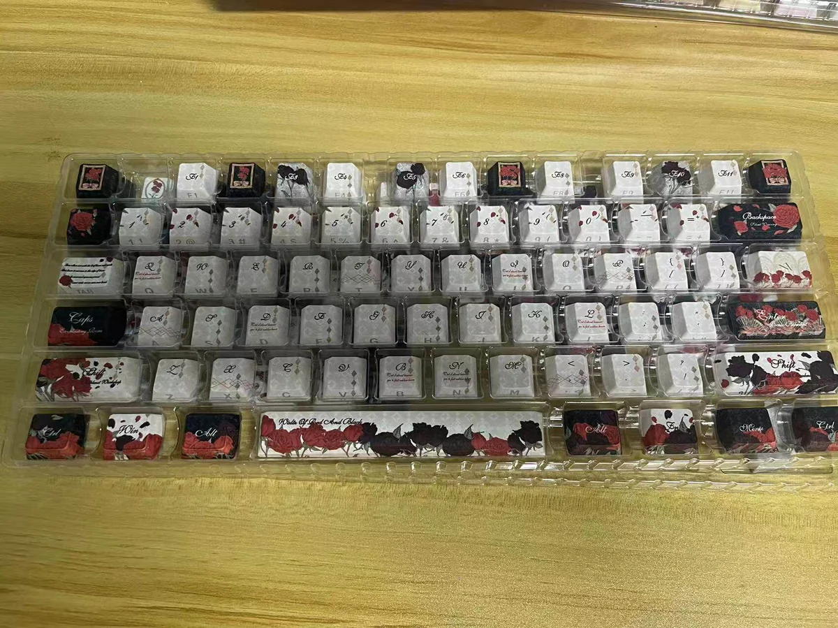Underside of Dark Rose keycaps showing MX-style stem compatibility