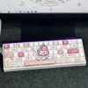 My Melody PBT Doubleshot Keycap Set with side-printed backlit legends on a mechanical keyboard