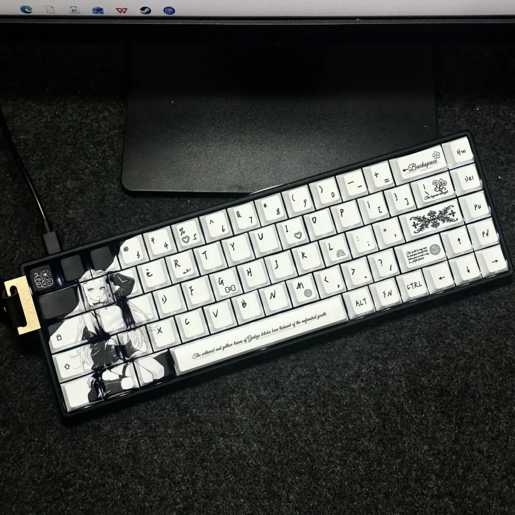 Nako PBT Keycap Set with side-engraved backlit legends on a mechanical keyboard
