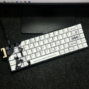 Nako PBT Keycap Set with side-engraved backlit legends on a mechanical keyboard