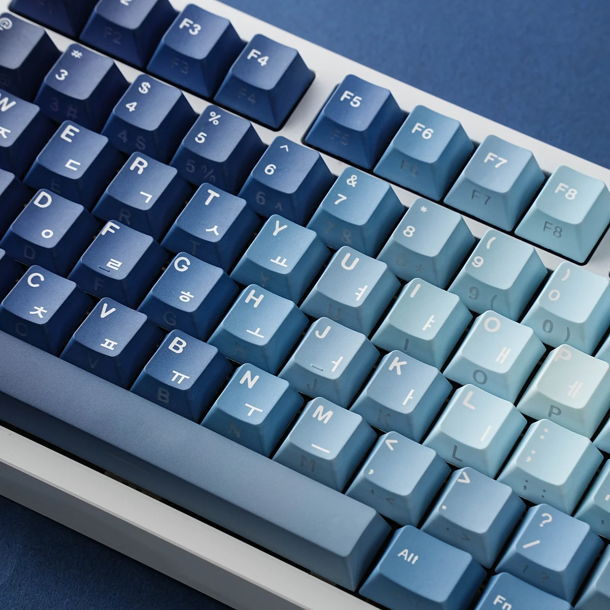 Side profile of Ocean Heart Cherry Keycap Premium PBT captivating showing keycap set shape and fit