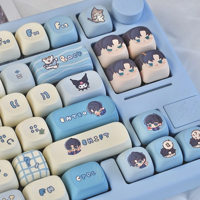 Ergonomic MOA profile PBT keycaps showcasing game-inspired design
