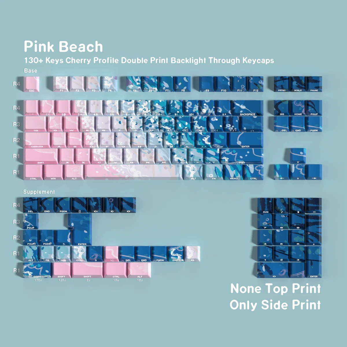 Angle view of Pink Beach Cherry Keycap Dreamy Pink Beach showing color layering and layout presence
