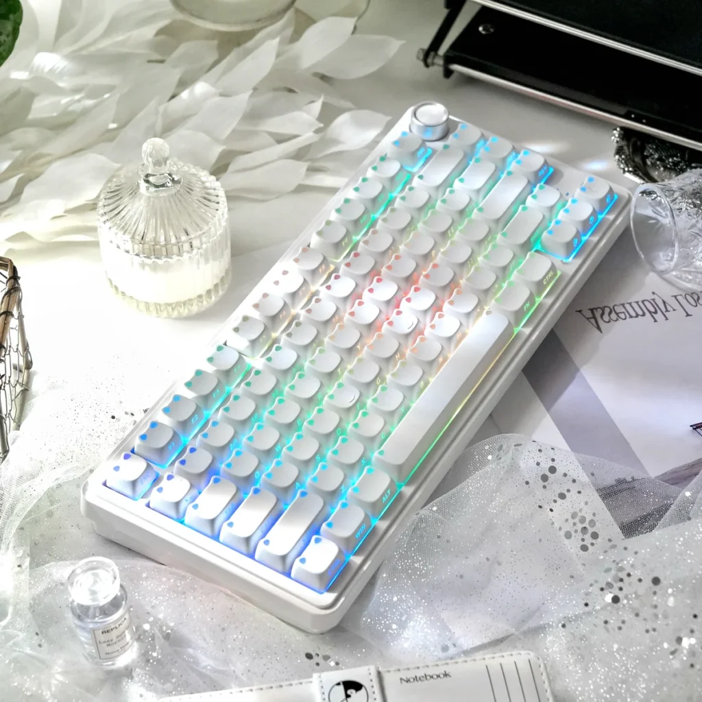 Playful Cat PBT Keycap Set with side-engraved backlit designs