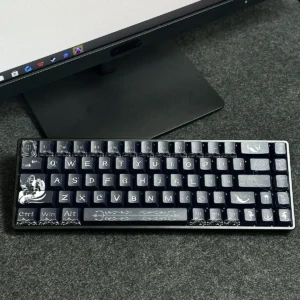Poseidon Keycap Set on a custom mechanical keyboard, showcasing intricate hand-sculpted details.