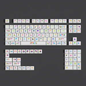 Angle view of Premium Memphis Cherry Keycap Bold Memphis design showing color layering and layout presence