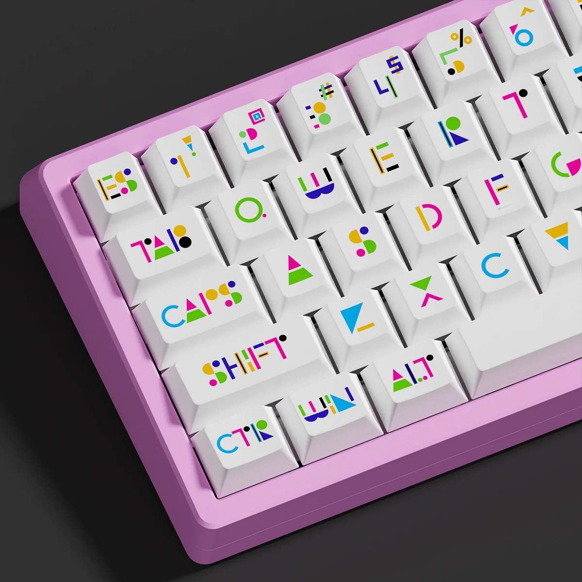 Close-up of Premium Memphis Cherry Keycap Bold Memphis design highlighting details and finish