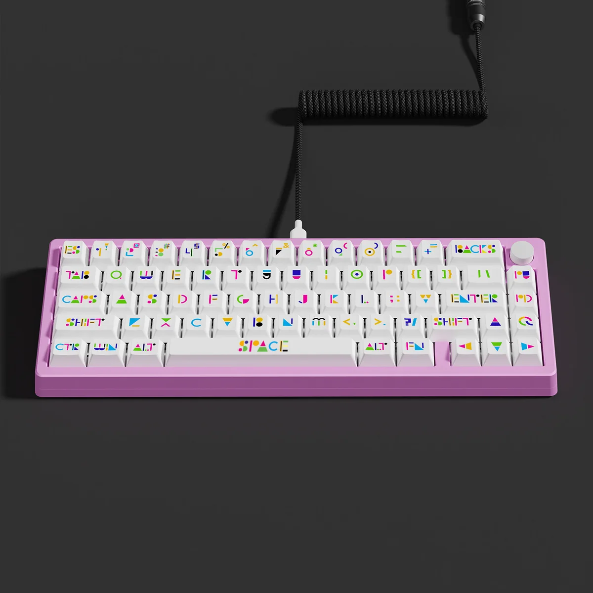 Premium Memphis Cherry Keycap Bold Memphis design installed on a mechanical keyboard setup