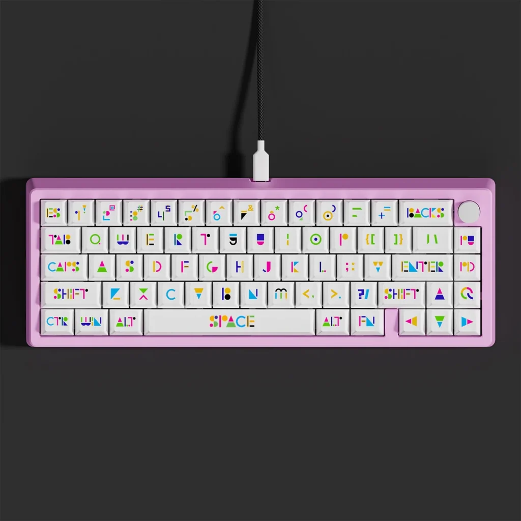 Premium Memphis Cherry Keycap Bold Memphis design hero image featuring Premium Memphis Keycap Set