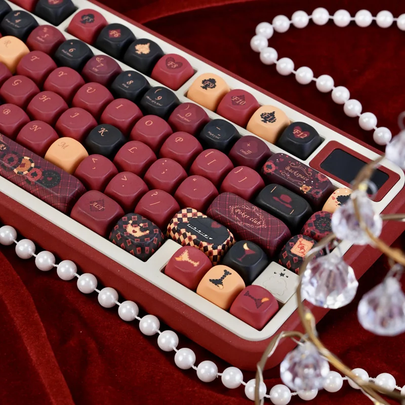 Side profile of Red Heart Queen MOA Stunning Red Queen PBT showing keycap set shape and fit