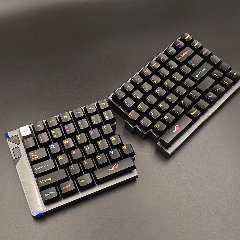 Side profile of Republic of Gamers ROG Premium 6063 Aluminum Bold showing keyboard shape and fit
