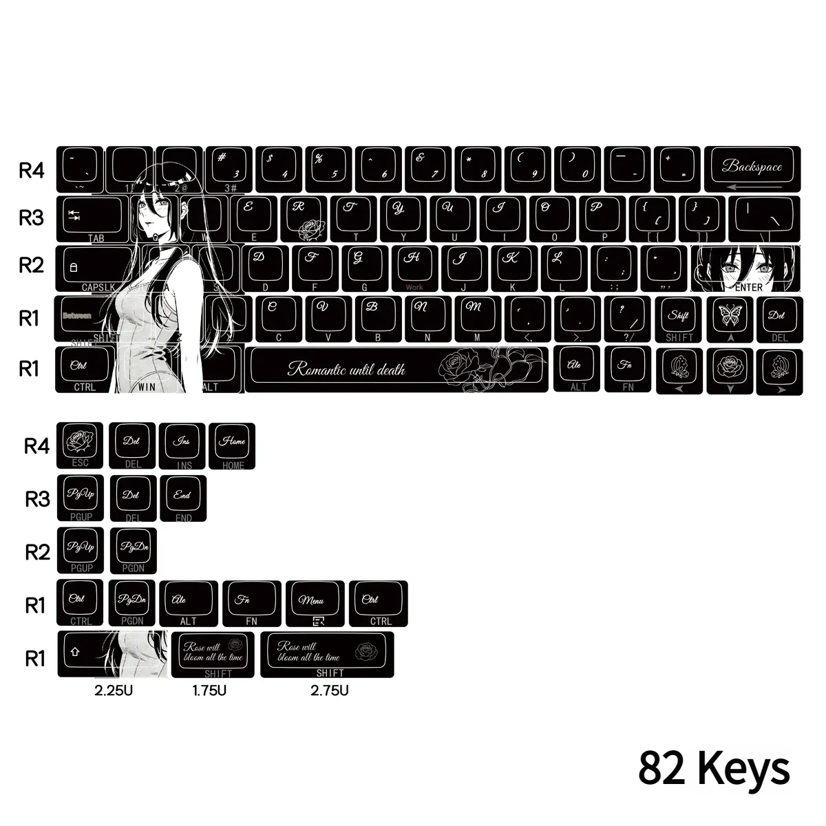 Close-up of side-engraved Reze keycap design