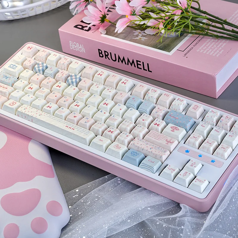 Side view of Cherry profile Rococo keycaps showing ergonomic height
