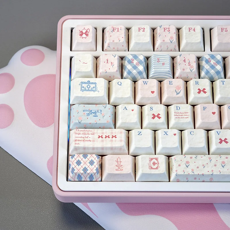 Texture detail of PBT dye-sublimated Rococo keycaps