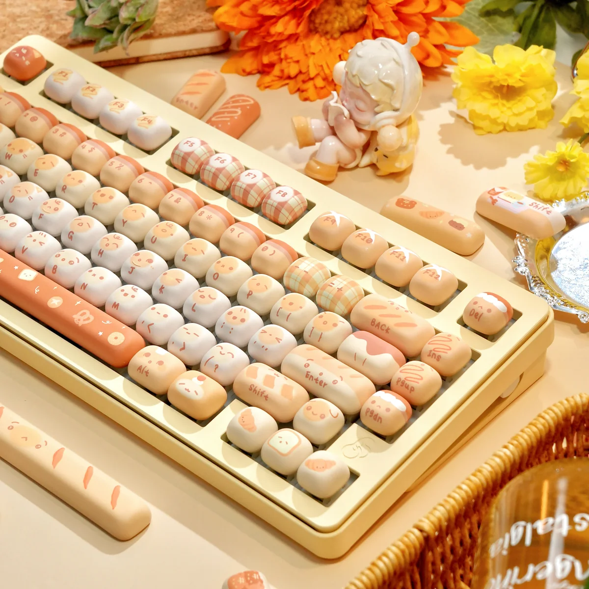 Detail of rounded Mantou keycap texture and color