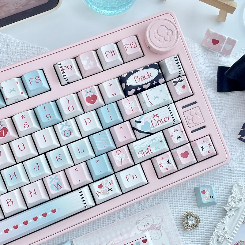 Close-up of Serene Ocean Romance Cherry Premium PBT keycap highlighting details and finish