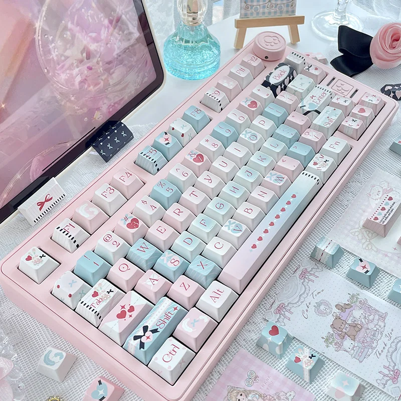 Side profile of Serene Ocean Romance Cherry Premium PBT keycap showing keycap set shape and fit