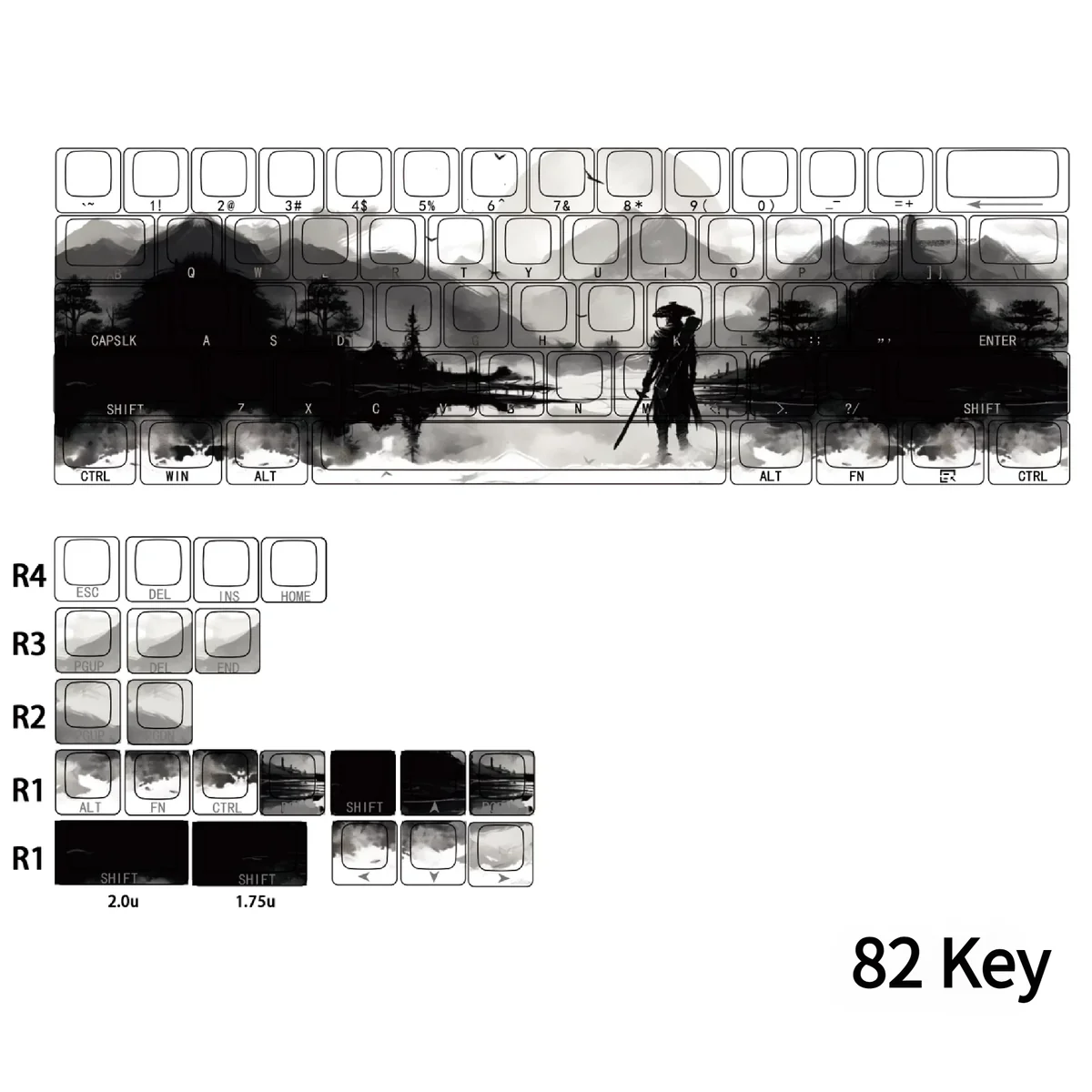 Detailed view of a single Shadow PBT keycap highlighting the dye-sublimation quality
