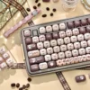 Full layout of the Siamese Cat Keycap Set on a white mechanical keyboard base