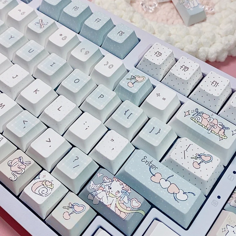 Full layout of 129-key Sleepy Sheep Cherry profile keycaps