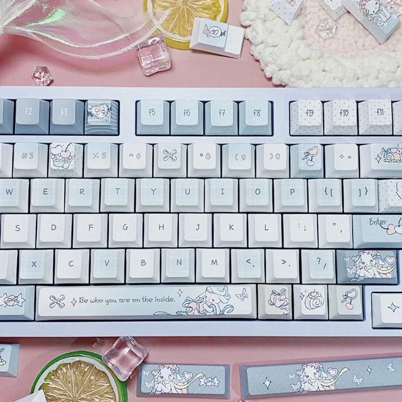 Close-up of Sleepy Sheep dye-sublimated keycaps