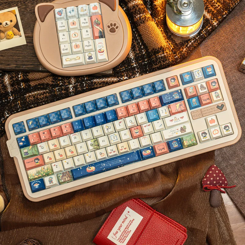 Close-up of Snow White themed PBT keycap, highlighting the crisp dye-sublimation and textured surface.
