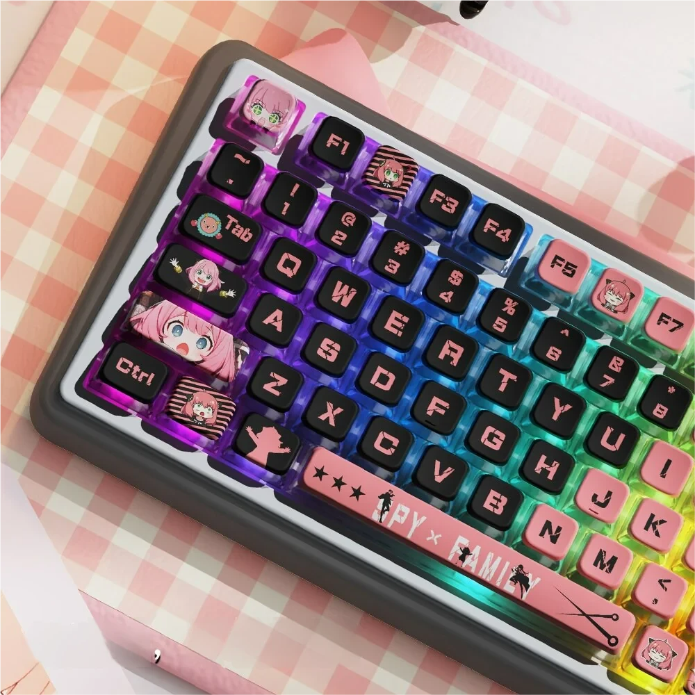 SPY X FAMILY Characters Spy x Family themed installed on a mechanical keyboard setup