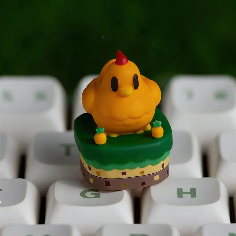 Side profile of Stardew Valley Chicken Series Exclusive Stardew showing artisan keycap shape and fit