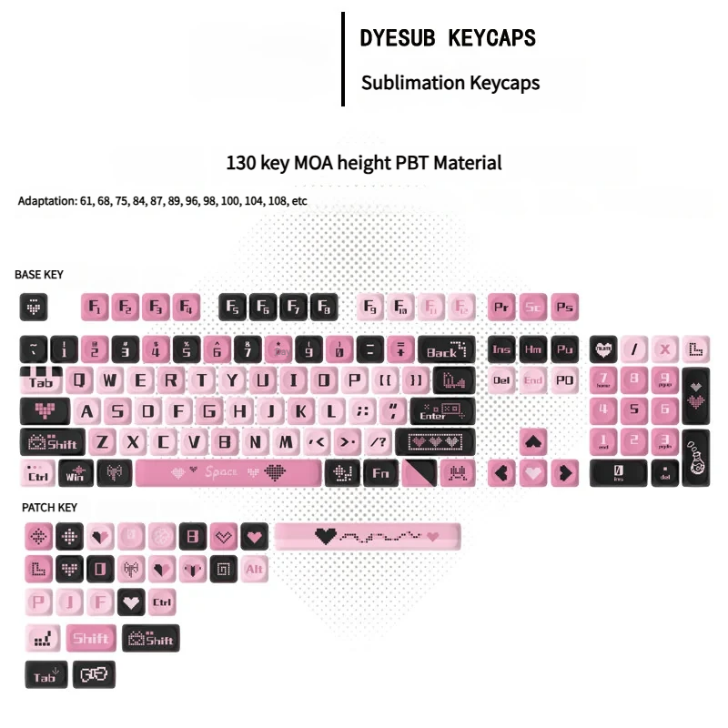 Sweetheart Black Pink keycap set installed on a mechanical keyboard in a desktop setup