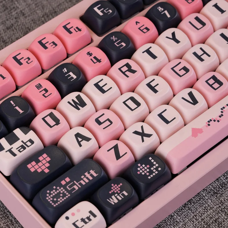 Side profile of MOA keycaps from the Sweetheart set, highlighting uniform height