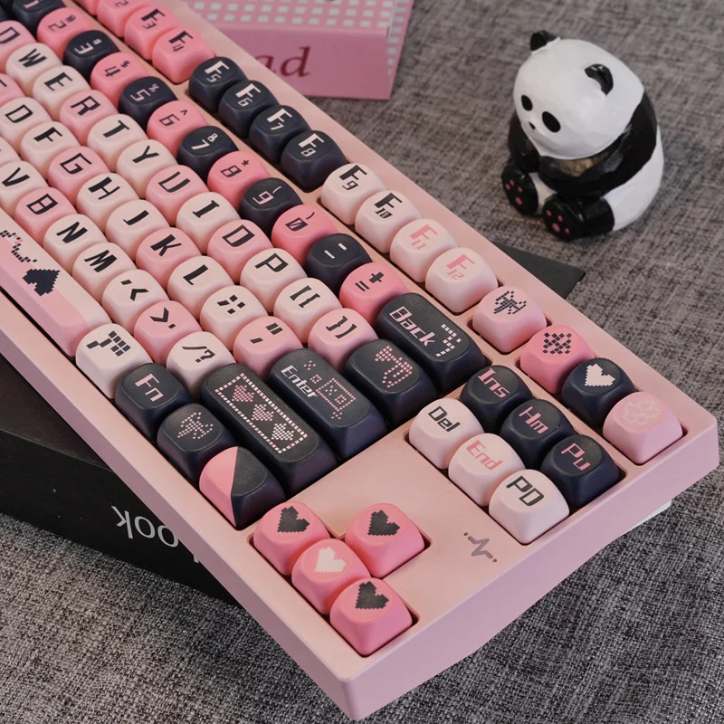 Overhead view of the full 130-key Sweetheart PBT set, showcasing layout compatibility