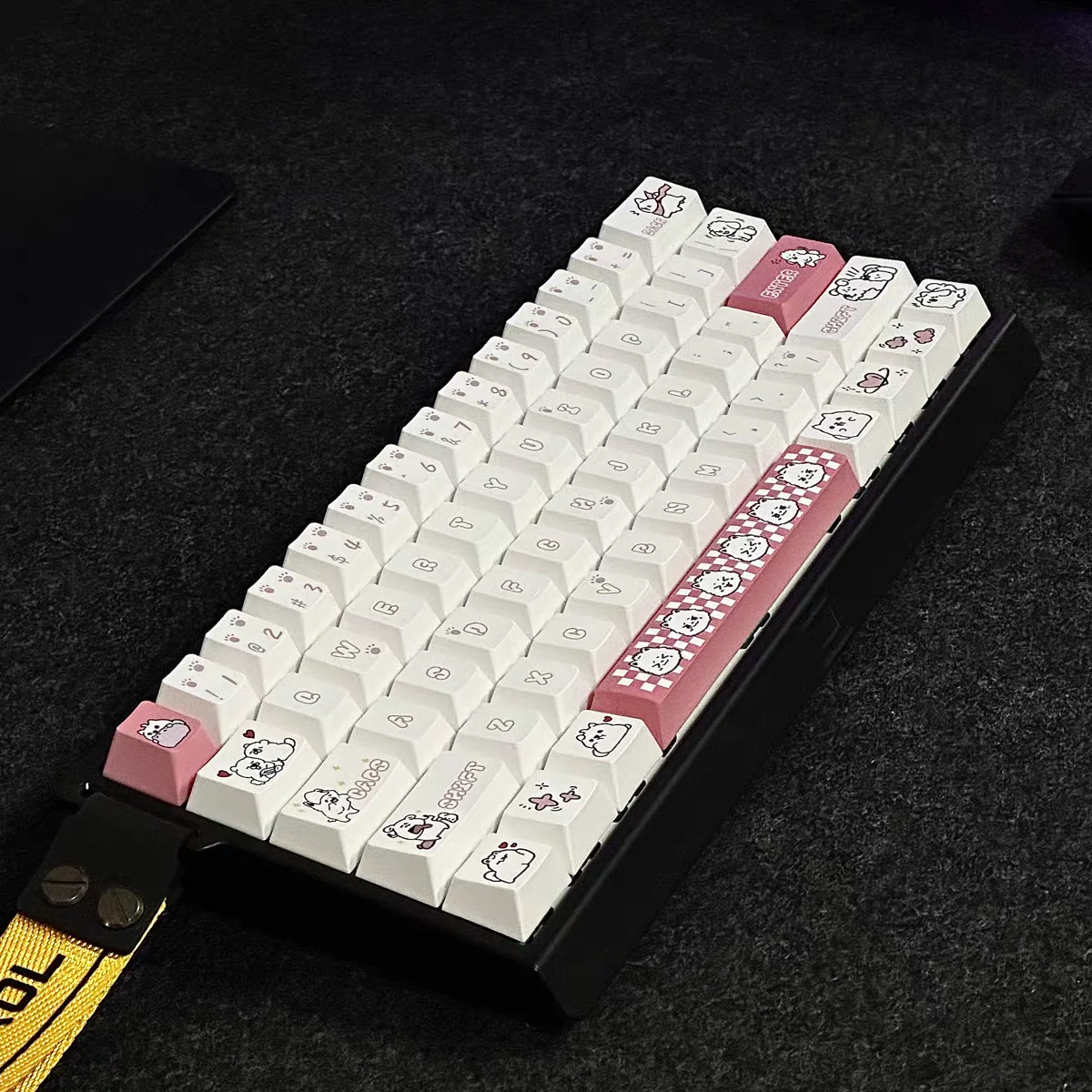 Ergonomic typing view with Adorable Puppy keycaps