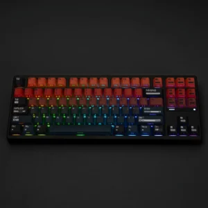 Universe Gradient PBT keycap set on a mechanical keyboard, showcasing deep blue to purple celestial theme.