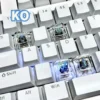 Side profile of Valorant Kay/O Skill Keycaps Handmade translucent showing artisan keycap shape and fit